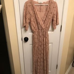 Mauve Lace Maxi Dress